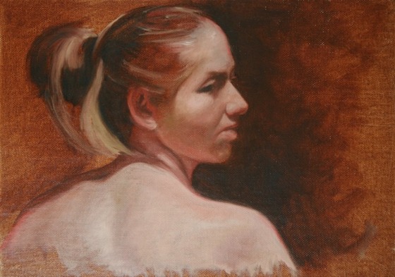 © 2009 Aron Hart, Portrait of Anna, Oil on canvas board