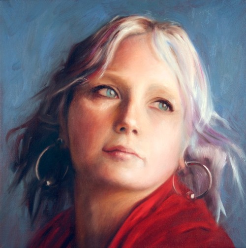 © 2009 Aron Hart, Portrait of Crystal, Oil on Canvas, 12 x 12 inches