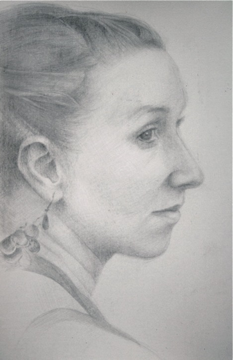 © 2012 Aron Hart, Portrait of Elizabeth, Metalpoint on prepared paper, 7 x 10 inches.
