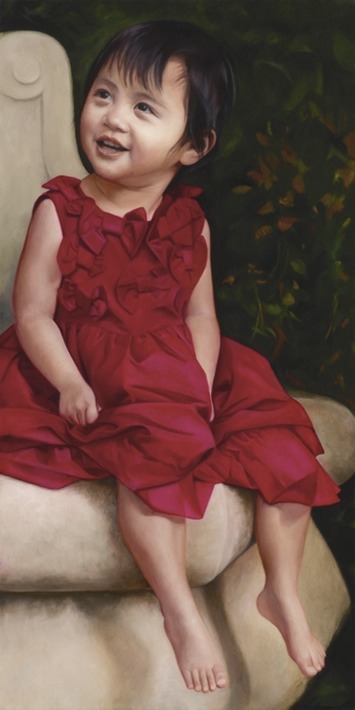 © 2013 Aron Hart, Portrait of Emma, Oil on Canvas, 15 x 30 inches.