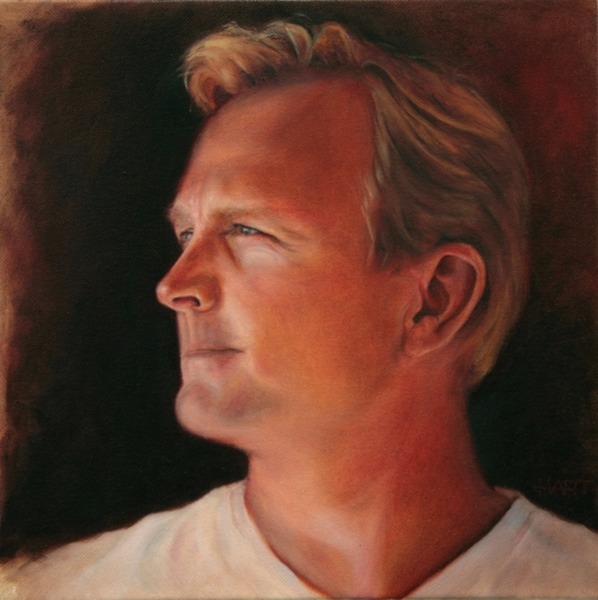 © 2012 Aron Hart, Portrait of Mike, Oil on Canvas, 12 x 12 inches.