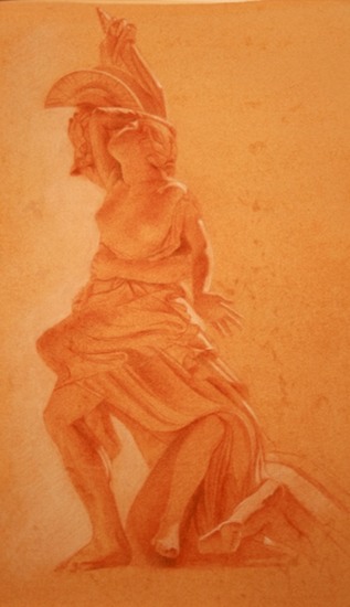 © 2015 Aron Hart, The Rape of Polyxena, sanguine and white on toned paper