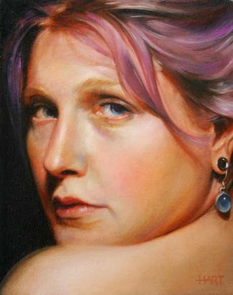 © 2010 Aron Hart, Blue Earring, Oil on Canvas, 8 x 10 inches.