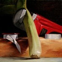 © 2011 Aron Hart, How To Fix A Leek, Oil on Linen mounted to board, 8 x 8 inches.