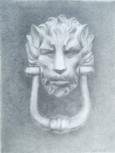 © 2014 Aron Hart, Door Knocker, graphite on paper