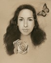 © 2014 Aron Hart, Portrait of Marina, charcoal and white on toned paper