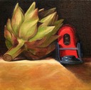 © 2011 Aron Hart, Plane Asparagus, Oil on Linen mounted to board, 8 x 8 inches.