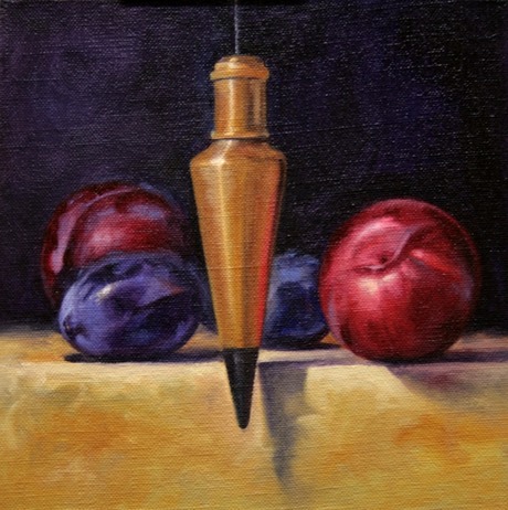 © 2011 Aron Hart, Plum Bob, Oil on Linen mounted to board, 8 x 8 inches.