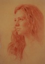 © 2012 Aron Hart, Portrait of Shelly, sanguine on toned paper